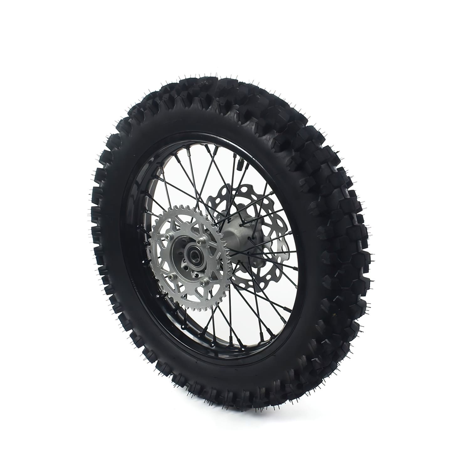 MB28810 Rear Wheel / Rim Steel d.15mm - 16'' with YUANXING Pit Bike / Dirt Bike black tire