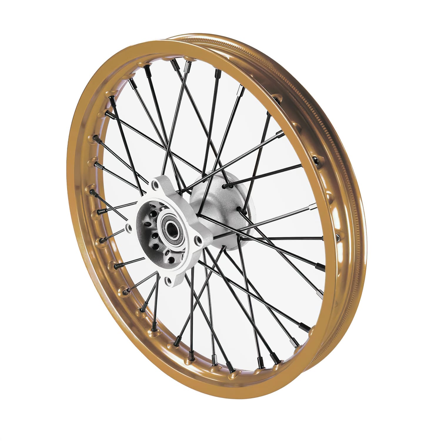 MB7747 Front Wheel / Rim Aluminum Hub Axle 15mm - 14'' Pit Bike / Dirt Bike Gold