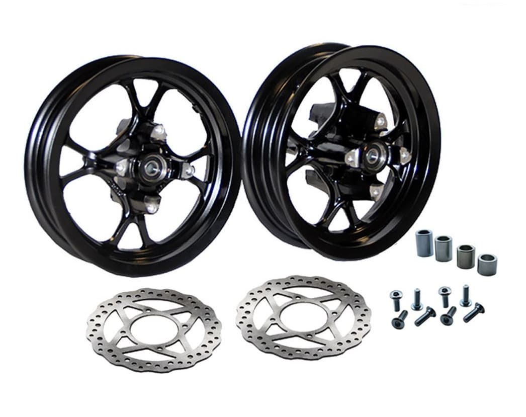 YCF-KWSM-BK Set di ruote (x2) con raggi Supermotard 10 pollici con dischi freno Pit Bike / Dirt Bike