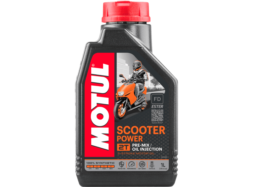 105881 1 litre motul scooter power 2t oil 100% synthetic