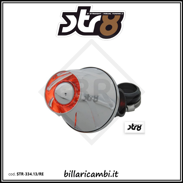 str-334.13/re filtro helix cromo led rossi interni attacco 28-38 dritto +curva90