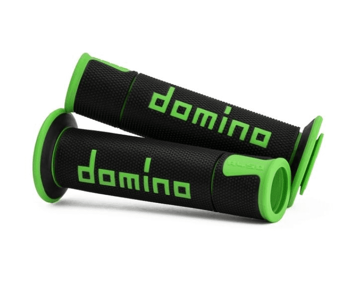 a45041c4440b7-0 pair of black/green domino road-racing grips