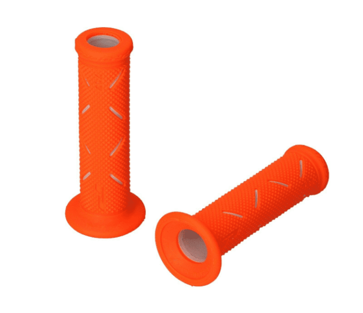 405402350 coppia manopole progrip 717-oe-242 strada,bianco/arancio fluo,double density,con foro