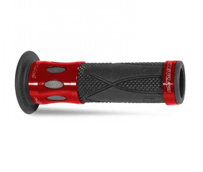 405402755 coppia manopole progrip 728-oe-107 scooter, rosso, inserti in alluminio, con foro