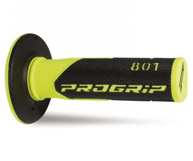 405401775 coppia manopole progrip 801-204 mx, giallo fluo/nero, double density, senza foro