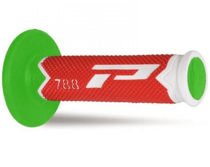 405401380 coppia manopole progrip 788-190 mx,bianco/rosso/verde fluo,double density,senza foro