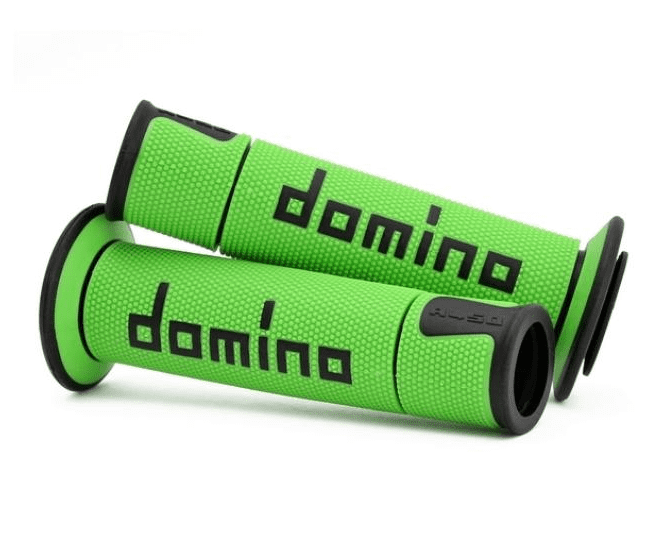 a45041c4044b7-0 pair of green/black domino road-racing grips