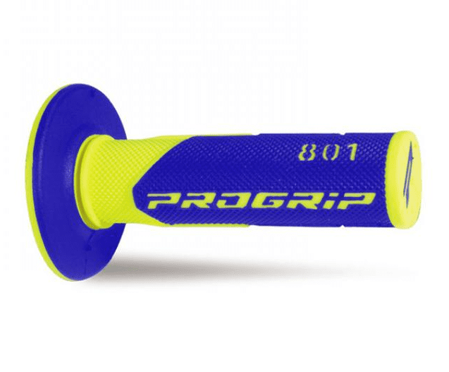 405401780 coppia manopole progrip 801-252 mx, giallo fluo/blu, double density, senza foro