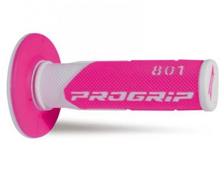 405401755 coppia manopole progrip 801-243 mx, bianco/fuxia, double density, senza foro