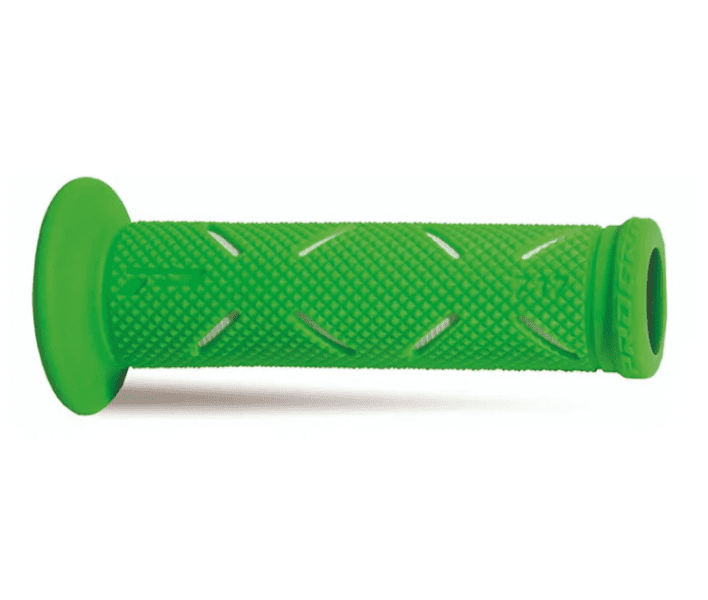 405402365 coppia manopole progrip 717-oe-241 strada, bianco/verde fluo, double density,con foro